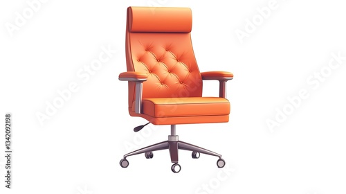 A modern office chair with a high backrest and armrests, isolated on white background