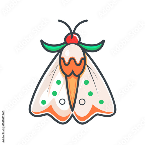 Illustration of Elegant Insect: A beautifully illustrated insect with symmetrical wings and delicate antennae against a clean backdrop.