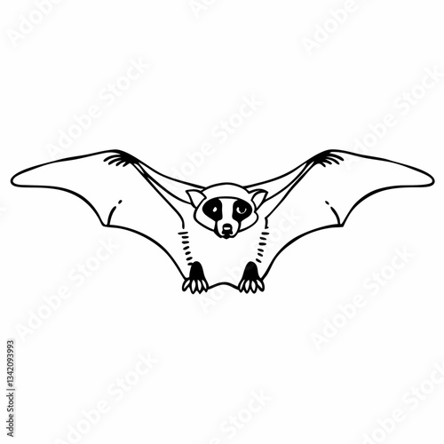 Bat Silhouette in Flight: A monochrome depiction of a bat in full flight, wings gracefully outstretched, evoking the nocturnal mystery and unique elegance of these creatures. 
