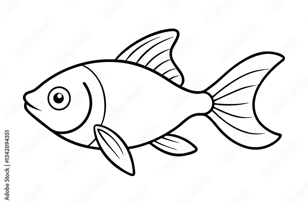 Fototapeta premium goldfish line art silhouette vector illustration