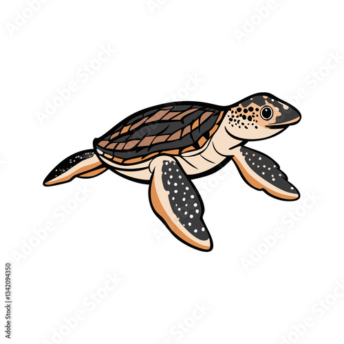 Marine Turtle: An illustrative depiction of a marine turtle, showcasing its unique shell patterns, flippers, and a captivating gaze.