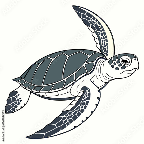 Oceanic Wanderer: An illustration captures the elegance of a sea turtle gracefully navigating the depths of the ocean. A symbol of serenity and resilience.