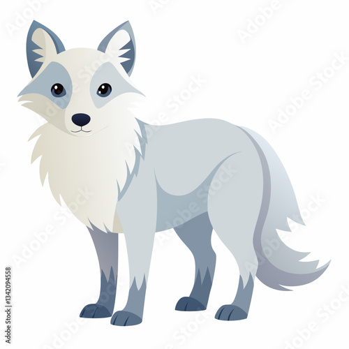 Arctic Fox in the Snow: A digital illustration of a solitary arctic fox, embodying resilience, elegance and adapting perfectly to its freezing world.