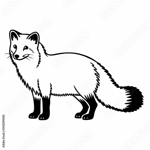 Black and White Fox Illustration: A simple yet captivating black and white illustration of a fox, showcasing its sleek silhouette and bushy tail, making a striking visual statement.