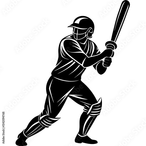 Vector illustration of a cricket player with a bat