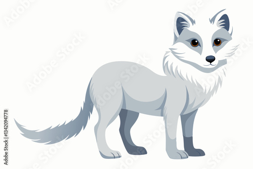 Arctic Fox in Winter's Embrace: An arctic fox, with its stunning white coat, confidently poses, embodying the resilience and beauty of wildlife in a serene landscape.