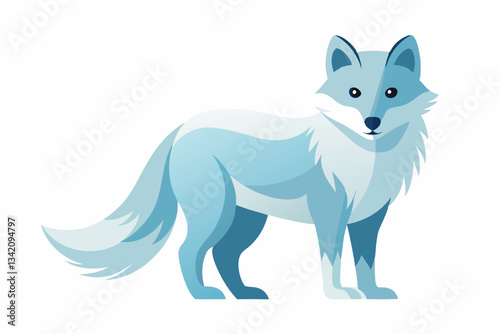 Arctic Fox Illustration: A majestic arctic fox, depicted in a vibrant illustration, its sleek, snow-white fur and piercing eyes.