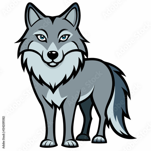 Lone Wolf's Stance: A stoic gray wolf, depicted in striking illustrative detail, stands tall, embodying both the wild essence and the quiet strength of the untamed.