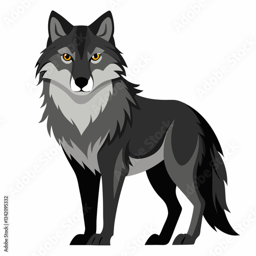 Majestic Lone Wolf Portrait: A striking portrayal of a lone wolf, its piercing gaze and composed stance, conveying strength and wilderness, perfectly framed against an evocative backdrop.