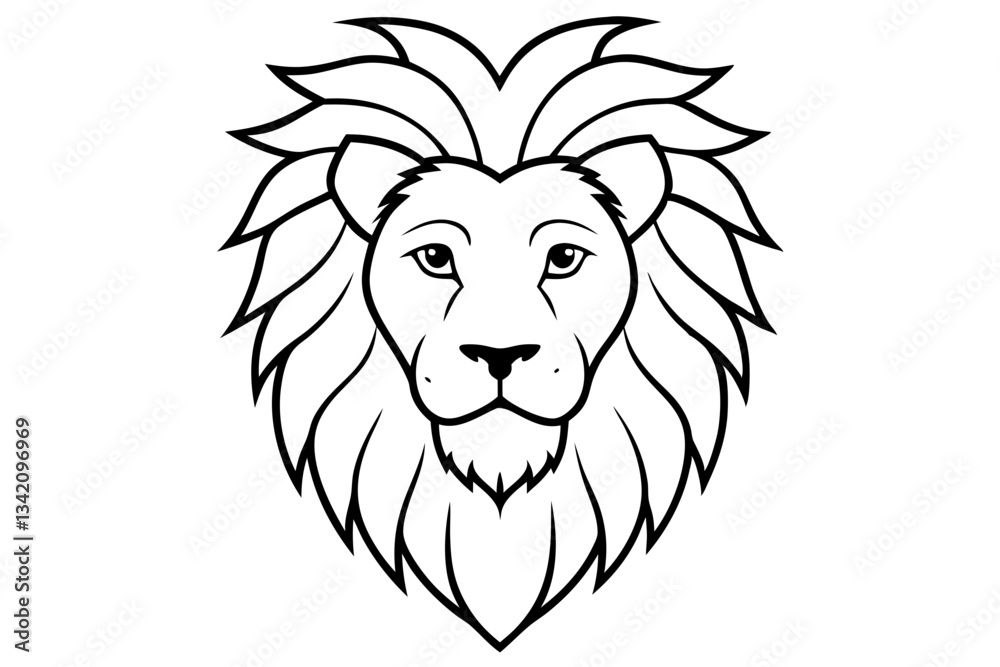 Obraz premium lion head line art silhouette vector illustration