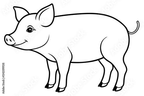 pig line art silhouette vector illustration