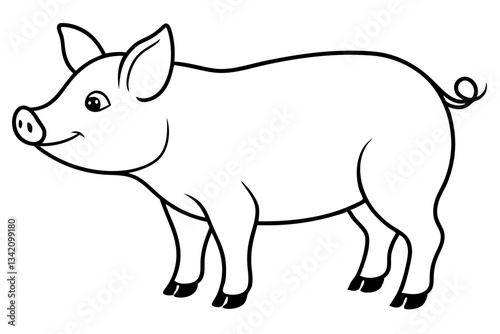 pig line art silhouette vector illustration