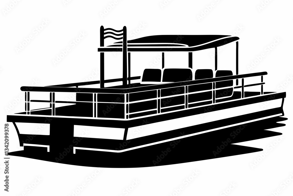 pontoon line art silhouette vector illustration pontoon line art silhouette vector illustration