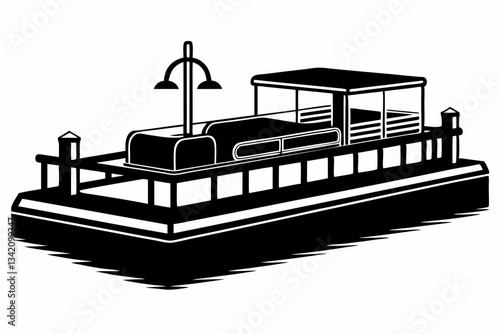 pontoon line art silhouette vector illustration