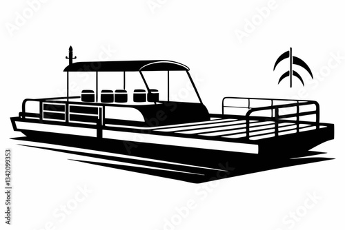pontoon line art silhouette vector illustration