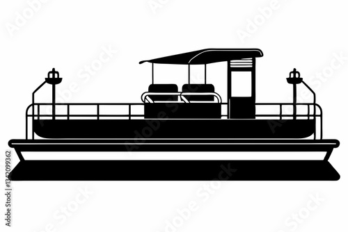 pontoon line art silhouette vector illustration