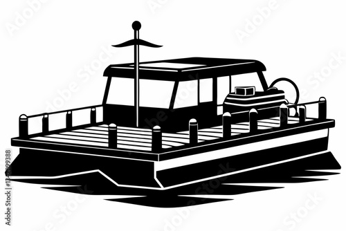 pontoon line art silhouette vector illustration