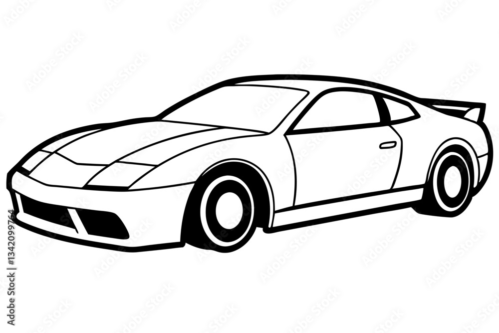 Fototapeta premium racing car line art silhouette vector illustration