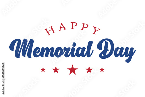 Happy Memorial Day lettering vector illustration, American Memorial Day.