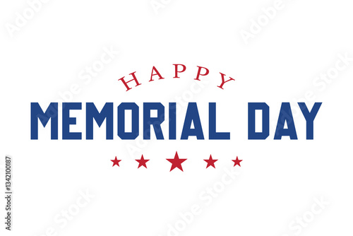 Happy Memorial Day lettering vector illustration, Hand drawn text with stars for memorial day in USA.