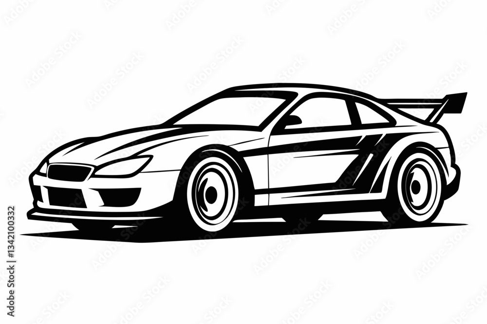 Fototapeta premium racing car line art silhouette vector illustration