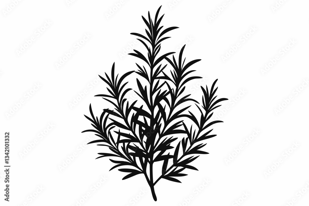 Obraz premium rosemary line art silhouette vector illustration