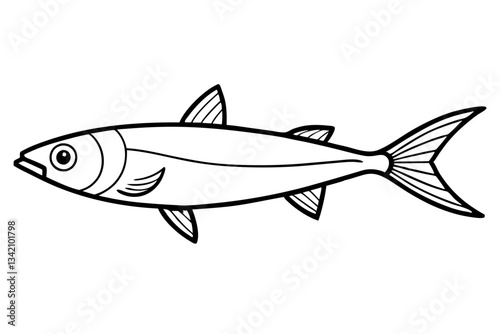 sardine line art silhouette vector illustration