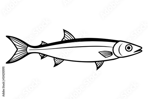 sardine line art silhouette vector illustration