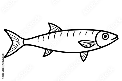 sardine line art silhouette vector illustration