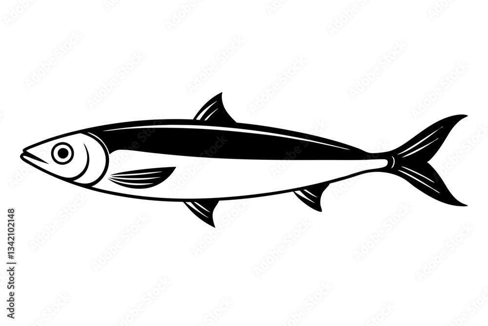 Fototapeta premium sardine line art silhouette vector illustration