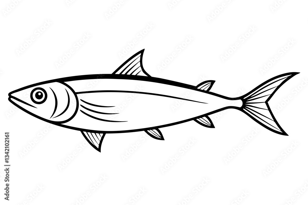 Fototapeta premium sardine line art silhouette vector illustration