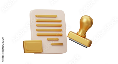 Isolated Golden Stamp with Contract
