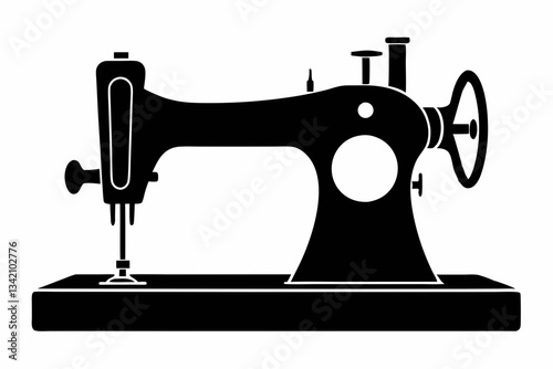 sewing machine line art silhouette vector illustration