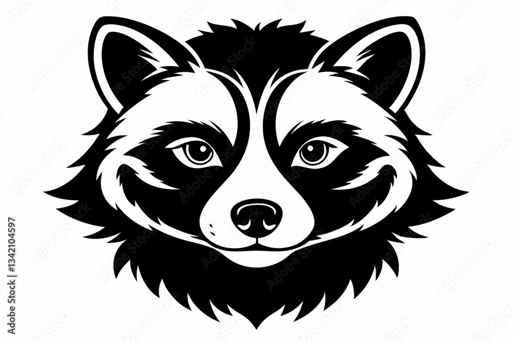 tanuki head line art silhouette vector illustration