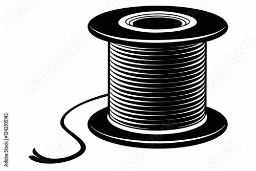 thread spool line art silhouette vector illustration