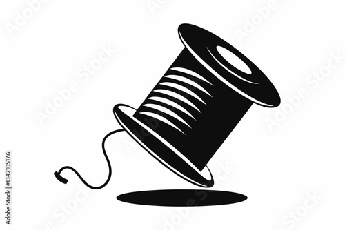 thread spool line art silhouette vector illustration