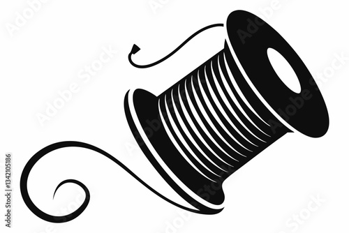 thread spool line art silhouette vector illustration