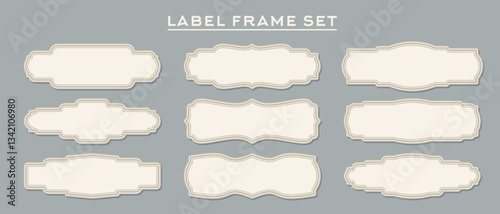 A set of simple vintage style frames, invitation labels, blank frame icons without text