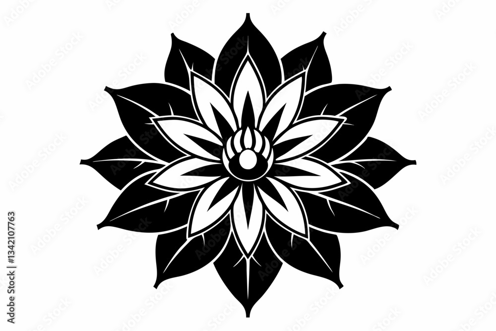 © Pinak - zenobia flower line art silhouette vector illustration
