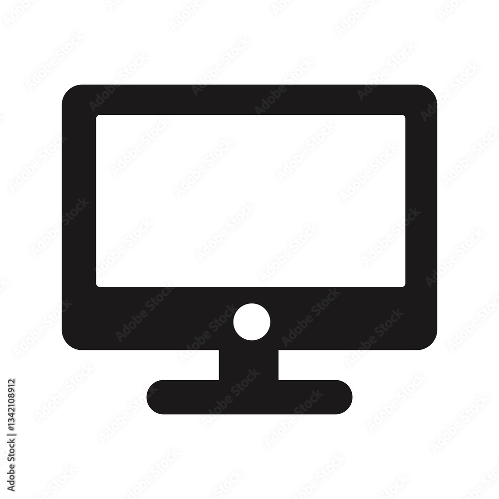 Black and White Computer Monitor Icon Black and White Computer Monitor Icon