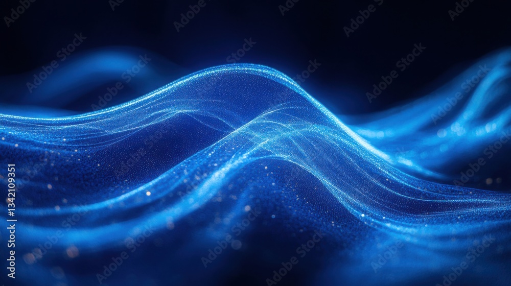 Fototapeta premium Bright blue light beams illuminate a dark space, forming a vivid and abstract display of movement and energy