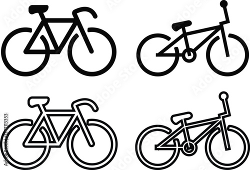 Simple Bicycle Icon in flat, line trendy style set. isolated on transparent background