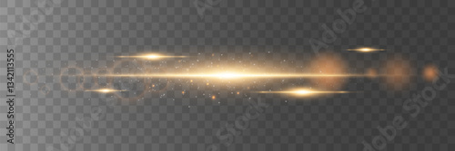 Horizontal lines. Speed ​​effect. Lines of light with small dust particles.On a transparent background.