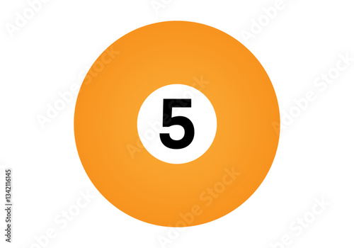 Bola de billar naranja con el número cinco