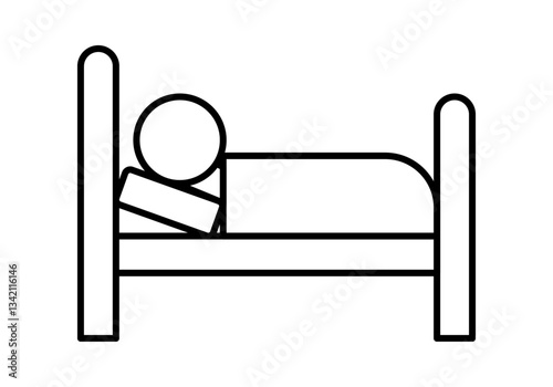Icono negro de cama en fondo blanco