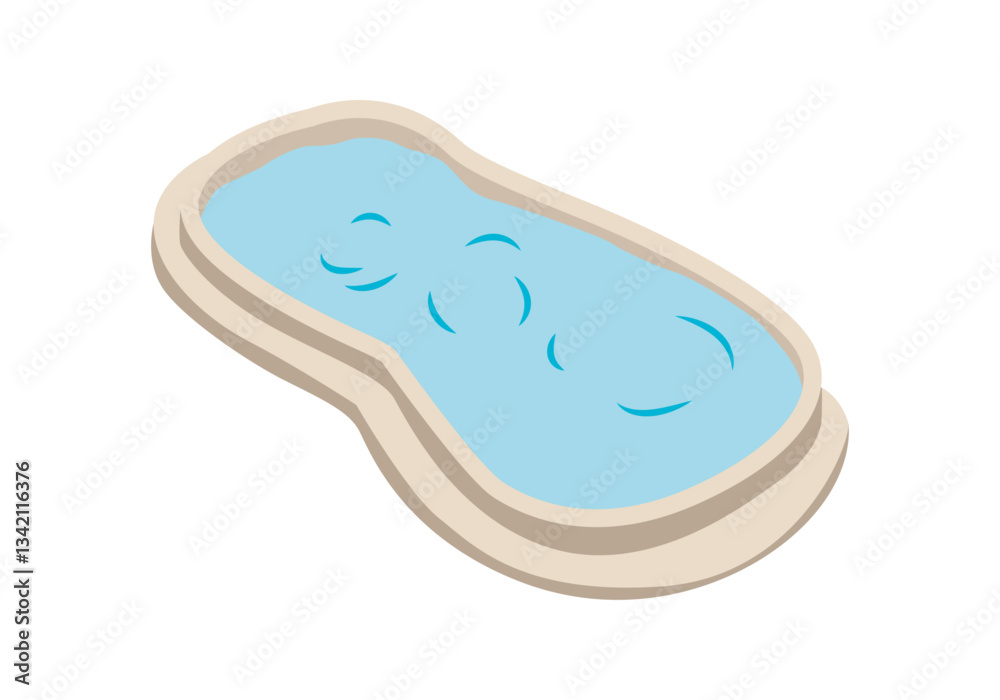 Piscina curva y ondulada con agua