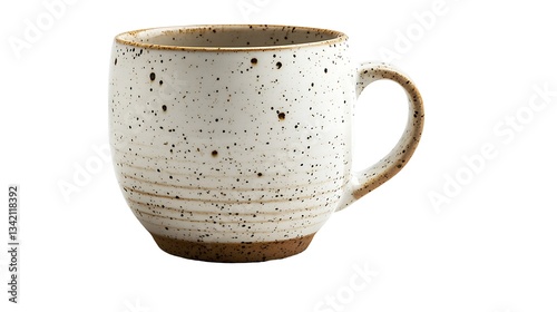 A simple white ceramic mug with a clean design, isolated on white background