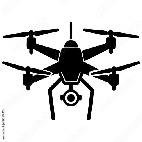 Silhouette of a modern drone hovering in mid-air, designed for high-tech photography and aerial surveillance