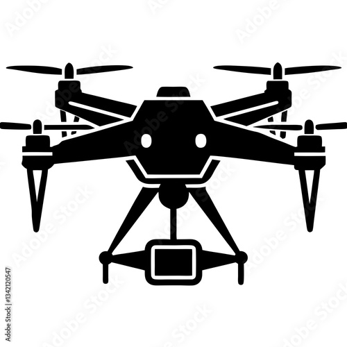Silhouette of a modern drone hovering in mid-air, designed for high-tech photography and aerial surveillance