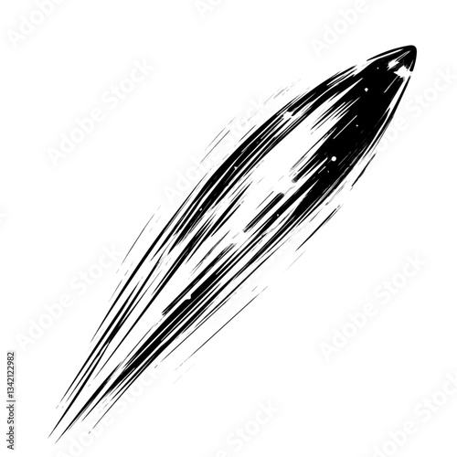 Comet symbol - black and white design for tattoos, logos and vectors - isolated on white
